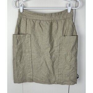Anthropologie Cartonnier Skirt Women’s Sz 6 Tan Linen Beige Metallic Shimmer